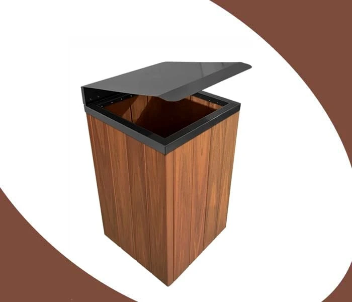 Lixeira em Madeira Plástica Prime tampa basculante - 96 Litros